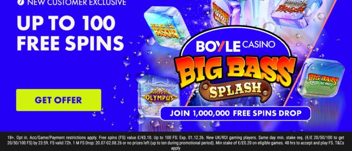 202607200804_1M-1 1M FREE SPINS DROP IS BACK – FOR 2 WEEKS! The wait is over! BOYLE Casino's 1,000,000 FREE SPINS Drop is back for two weeks only, a fantastic opportunity to drive traffic, boost conversions, and increase player engagement! 🎁 New Player Exclusive New players can claim up to 100 FREE SPINS, giving them the perfect start to explore BOYLE Casino and enjoy their favourite slot games. 🎰 1,000,000 FREE SPINS Drop Alongside the welcome offer, players can take part in our 1,000,000 FREE SPINS Drop by placing at least one €/£0.20 bet on the eligible slots.
